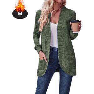 Bovista Vest Dames - Sweater - Sweaters - Hoodie - Warme Trui - Lang - Legergroen - S