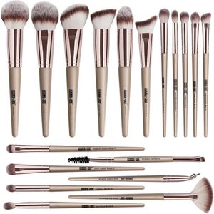 18-delige make-upborstelset met hoogwaardige synthetische borstels voor gezichts- en oogmake-up