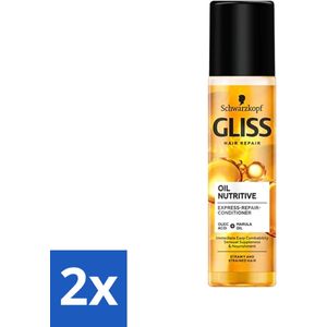 Gliss - Hair Repair - Anti-Klitspray - Oil Nutritive - Makkelijk Doorkambaar Haar - 200 ml - Voordeelverpakking - 2 stuks