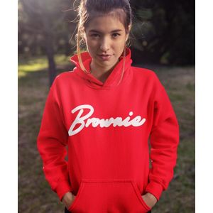 Blondie & Brownie Premium Red Hoodie (Brownie - Maat 3XL) | BFF Koppel Sweater | Best Friends Forever