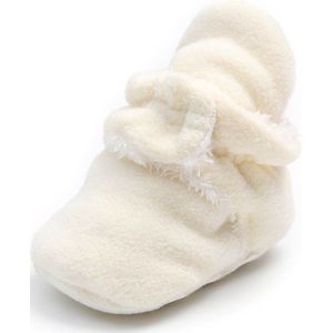 Myggpp fluffy warme baby slofjes met anti slipzool wit 6-12 mnd/12 cm