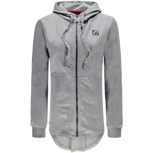 Re-Born - Sport vest - Hoodie - Trui met rits - Lange mouw - Capuchon - Langere achterkant trui - Dames - Grijs - Maat S