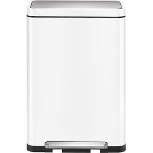 EKO - X-Cube Pedaalemmer - 20+20 Liter - Staal - Wit, Mat RVS - Afvalscheiding