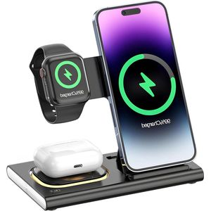 Draadloze Inductie Oplaadstation - 4-in-1 - Geschikt voor i-Phone Air-Pods en i-Watch