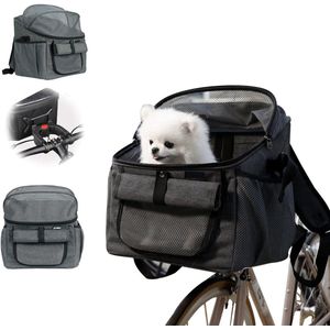 Opvouwbare fietsmand voor honden - geschikt voor buiten rijden en kamperen - grijs .