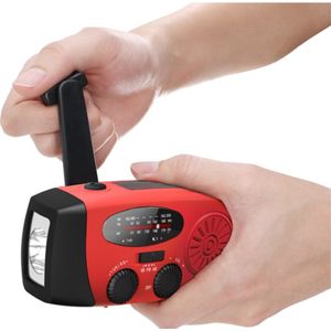 Noodradio - Accu Radio - Radio Voor In Nood - Rampen En Oorlog - Opblaadbaar via USB, Zon En Opwinden - Opwindradio - AM/FM - Met Zaklamp