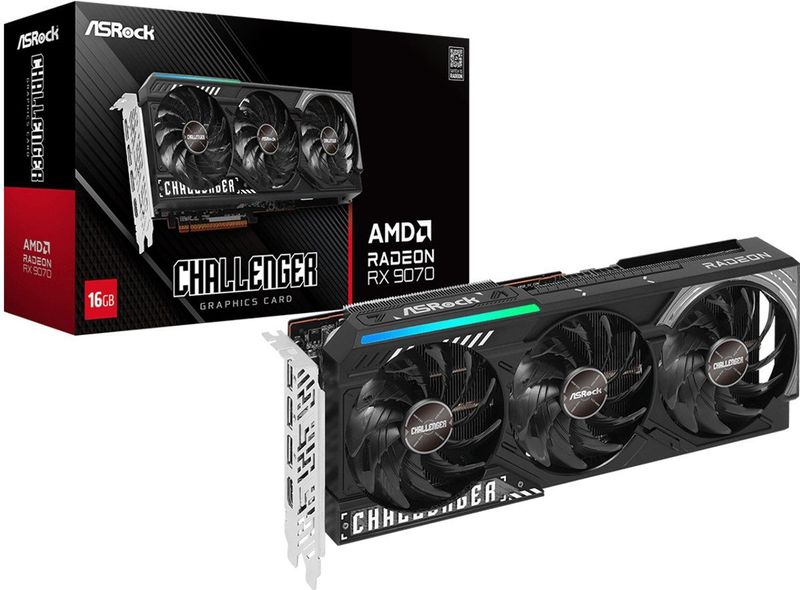 ASRock AMD Radeon RX 9070 Challenger - Videokaart - 16 GB - GDDR6 - PCIe 5.0 - 1x HDMI 2.1 - 3x DisplayPort 2.1