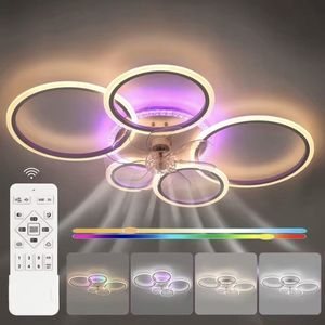 Equivera Plafonniere met Ventilator - Plafondventilator - Plafondventilator Afstandsbediening - Plafondventilator Slaapkamer - Plafond Ventilator met Verlichting - RGB 12 Kleuren - Plafondlamp - Plafonniere - Ideaal voor in uw slaapkamer!