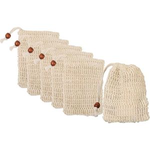 Zeepzakje - 6 stuks - Soap Bar zakje - Sisal - Herbruikbaar - Shampoo bar zakje - Shampoobar zakje - Zeepbar zakje - Huidverzorging - 14×9cm