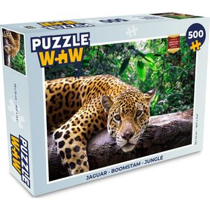 Puzzel Jaguar - Boomstam - Jungle - Legpuzzel - Puzzel 500 stukjes