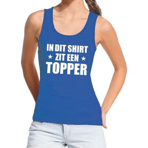Toppers In dit shirt zit een Topper tekst tanktop/mouwloos shirt blauw voor dames - dames Toppers singlet L