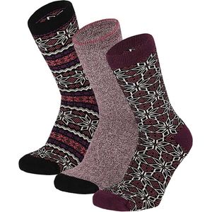 Apollo - Badstof dames sokken - Multi Rose - 6 Pak - Maat 36/41 - Uniek motief - Warme sokken dames - Sokken dames - Wintersokken dames - warme sokken dames