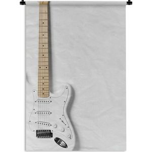 Wandkleed Elektrische gitaar - Een witte elektrische gitaar Wandkleed katoen 60x90 cm - Wandtapijt met foto