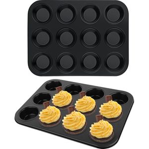 Goodivery ® Muffinvormenset voor 24 Muffins met Antiaanbaklaag en Compact Ontwerp, Set van 2 Stuks