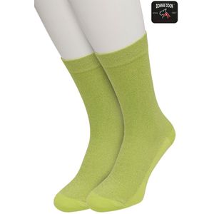 Bonnie Doon Set Katoenen Glitter Sokken Dames Licht Groen maat 36/42 - Set met 2 paar Sokken - Glitter Subtiel - Katoen met zachte Lurex - Zachte Sokken - Gladde Naden - Perfecte Pasform - 2 pack - Multipack -Evening Primros Groen - OL05113802.222