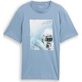 TOM TAILOR - Shirt - Pastelblauw - Jersey - Kwartmouw