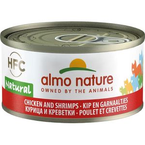 Almo Nature Natvoer voor Katten - HFC Natural - 24 x 70g - Kip en Garnaaltjes - 24 x 70 gram