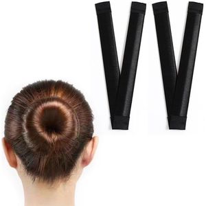Hair Bun Maker, 2pcs Hair Bun French Bun Makers for Hair Twist Fold Hair Donuts for Bun Easy Hair Donut Deft Hair Bun Maker Hair Bun Accessories for Girls Women (Black)
