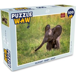 Puzzel Olifant - Baby - Kalf - Legpuzzel - Puzzel 500 stukjes