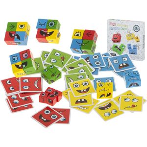 Leuk Educatief Spel voor Jong & Oud 3+ Jaar - Gezelschapsspel 4 Spelers Zoek de Blokken Snel Bij Elkaar - Leer Emoties Herkennen & Benoemen - Face Change Cube - Actie Spel Drankspel