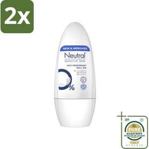 Neutral - Deodorant Roller - Gevoelige Huid - Anti-perspirant - 0% Parfum, Kleurstof & Alcohol - 50 ml - Voordeelverpakking - 2 stuks - Gevoelige huid - Biologisch afbreekbaar
