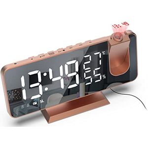 Digitale projectiewekker met FM-radio, 7 inch led-spiegelscherm en dubbel alarm