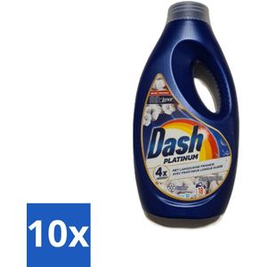 10 x Dash Platinum - Lenor Collectie - Vloeibaar Wasmiddel - Witte en Gekleurde Was - 18 Wasbeurten - Vloeibaar Wasmiddel - Katoengeur - Langdurige Frisheid - Wasmiddel Voor Witte En Gekleurde Was - Wasmiddel Met Bloemige Geur