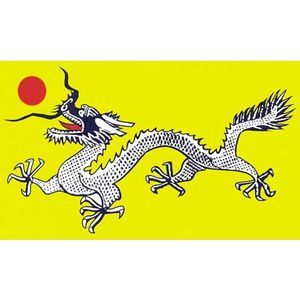Chinese zwart/witte draak vlag 90 x 150 cm