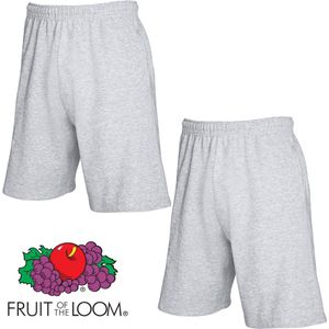 Fruit of the Loom (2 Pack) Korte Broeken Grijs Maat S