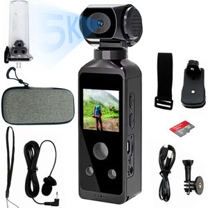 Vynox - Pocket Camera - 5K - 270° Graden Draaibare Lens - 50MP - 60FPS - 64GB Micro SD - 30M Waterdicht - Action Camera