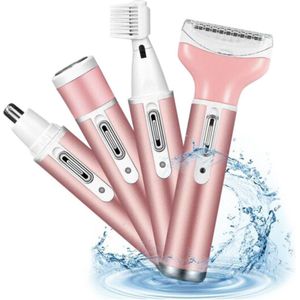 Marske 4 In 1 Oplaadbare Ladyshave- Wenkbrauw Trimmer - Neus- En Oor Trimmer - Gezichtshaar Verwijderaar - Inclusief USB oplaadkabel - Ergonomisch Design - Lichtroze