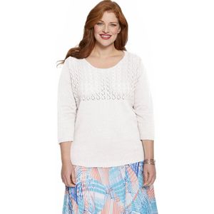 Opengewerkte trui met 3/4 mouwen