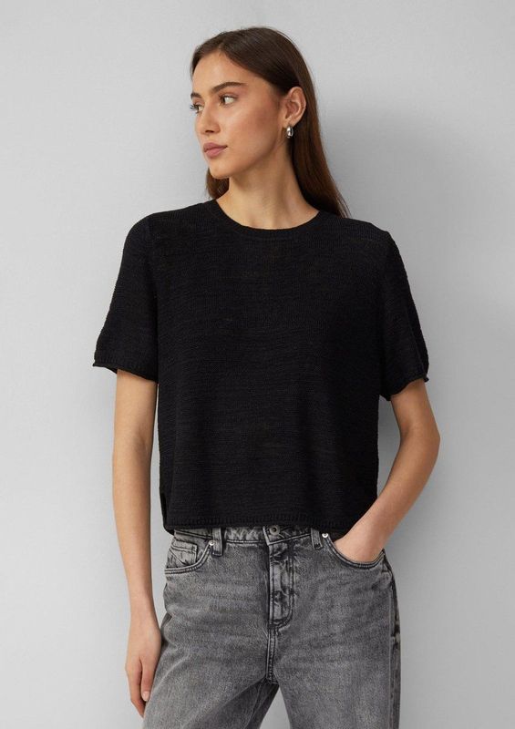 Gebreide Trui - Korte Mouwen - Ronde Hals - Normale Pasvorm