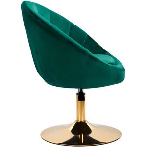 Draaistoel LUX groen fluweel - salonstoel - decor - visagie stoel - kapper stoel - fluweel - gouden stoel - bureaustoel