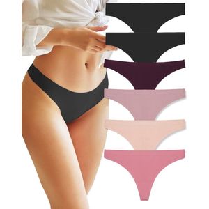 Dames Naadloze Strings Slips Pack - Comfortabele Lingerie en Ondergoed voor Vrouwen - Veelkleurige Hipster Tanga Set XS-XL
