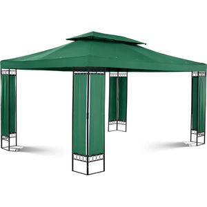 Uniprodo - Tuin pergola - 3 x 4 m - 160 g/m² - donkergroen