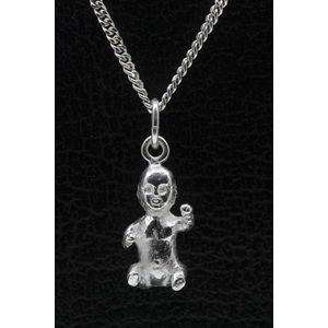 Zilveren Baby zittend ketting hanger