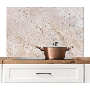 Spatscherm keuken 100x65 cm - Kookplaat achterwand Textuur - Beige - Patroon - Kunst - Muurbeschermer - Spatwand fornuis - Hoogwaardig aluminium