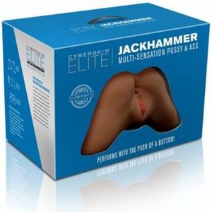 CyberSkin Elite Jackhammer Multi-Sensation Pussy & Ass - Dark - Masturbators & Strokers