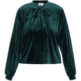 usha - Blouse - Festive Look Collection - Met Strik Kraag - Lange Mouwen - Velours