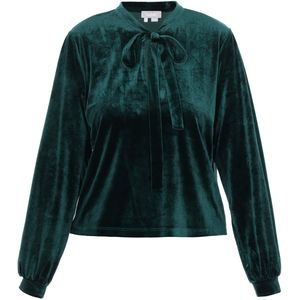 usha - Blouse - Festive Look Collection - Met Strik Kraag - Lange Mouwen - Velours