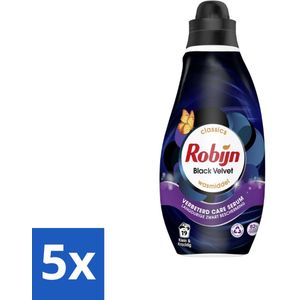 Robijn - Klein & Krachtig Black Velvet - Wasmiddel - 19 Wasbeurten - 665 ml - Bulkverpakking - 5 stuks