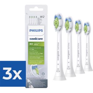 Philips Sonicare W2 Optimal White HX6064/10 - opzetborstels - 4 stuks - Voordeelverpakking 3 stuks