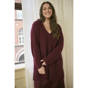 Kaffe - Curve Ania - Gebreide Trui - Wat Langer Model - Diepere V Hals