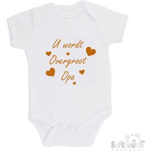 100% katoenen Romper ""U wordt overgroot opa"" Unisex Katoen Wit/tan Maat 56/62 Zwangerschap aankondigen - Bekendmaking zwangerschap - Zwangerschapsaankondiging