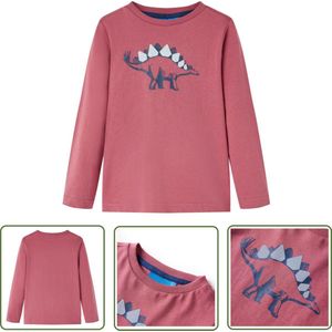 vidaXL Langmouwig Hemd - Kinderhemd - Kindershirt met lange mouwen 140 donkerrood - Meisjeshemd - Jongenshemd - Rood Hemd