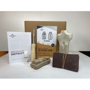 SamStone Doe-het-zelf pakket mummie - speksteen - cadeau - kunst- hobby - 10 jr - dier - beeldhouwen