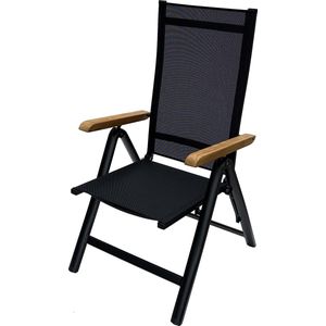 Brulo - Aluminium tuinstoel - ligstoel - strandstoel opvouwbaar - ligstoel- teak zwart