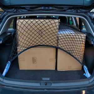 Bagagenet, 120 x 100 cm, met 4 spanbanden, kofferbaknet voor grote SUV's, bestelwagens, bussen, bestelwagens, bestelwagens, ladingbeveiliging met sjorbanden voor de kofferbak