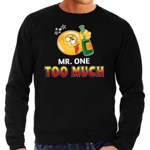Funny emoticon sweater Mr. one too much zwart voor heren -  Fun / cadeau trui S